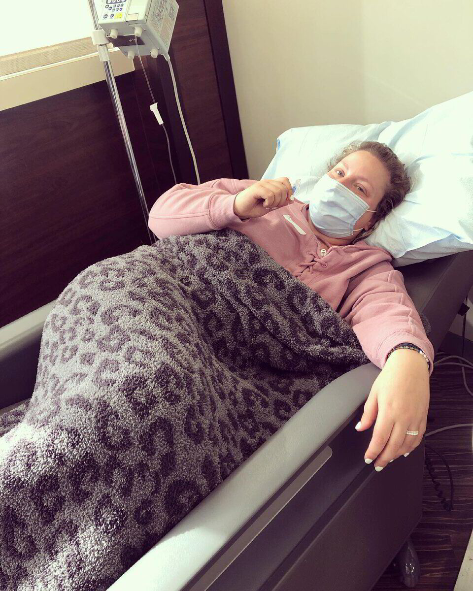 Emily at chemo treatment